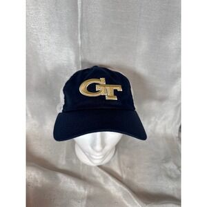 NWT Adidas Georgia Tech GT Golden T's Navy Blue White Mesh Trucker Hat Cap